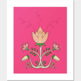 Scandi Flower Apricot Posters and Art